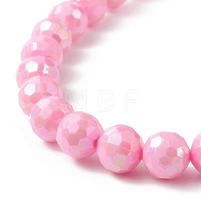 Acrylic Flower & Faceted Round Beaded Necklaces NJEW-JN04191-1