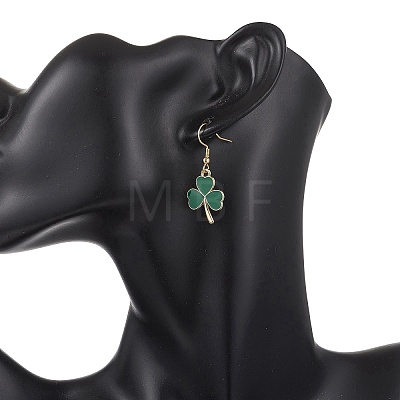 Clover Alloy Enamel Dangle Earrings EJEW-JE06939-1