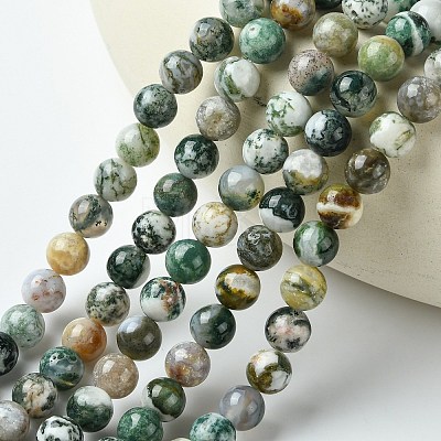 Natural Agate Round Gemstone Beads Strands X-G-R255-8mm-1