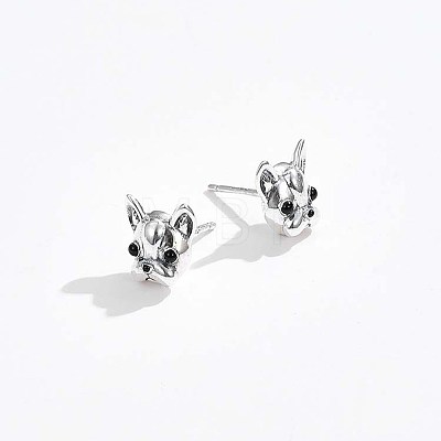 Rhodium Plated 925 Sterling Silver Stud Earrings STER-BB72117-1