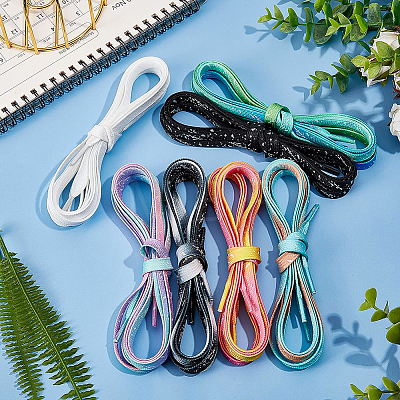 Fingerinspire 7Pairs 7 Colors Luminous Polyester Shoelaces DIY-FG0003-19-1
