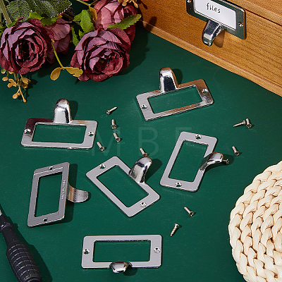 25Pcs Rectangle Zinc Alloy Label Frame Card Holder AJEW-FH0008-75B-1
