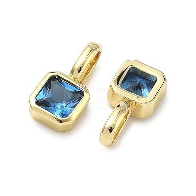 Brass Micro Pave Cubic Zirconia Charms KK-G555-21G-12-1