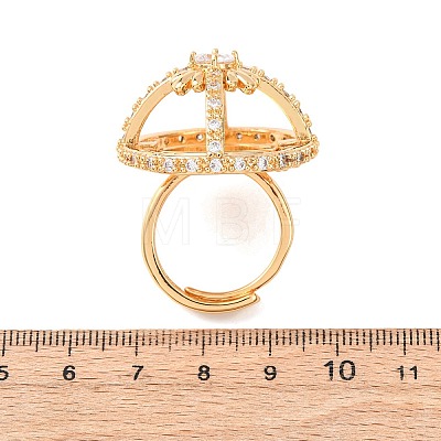 Brass Micro Pave Clear Cubic Zirconia Adjustable Ring Components KK-G551-07G-1