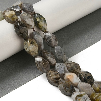 Natural Bamboo Leaf Agate Beads Strands G-NH0014-D01-01-1