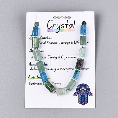 Natural Ruby in Zoisite & Flower Amazonite & Green Aventurine & Apatite Beads Strands G-Q614-01A-03-1
