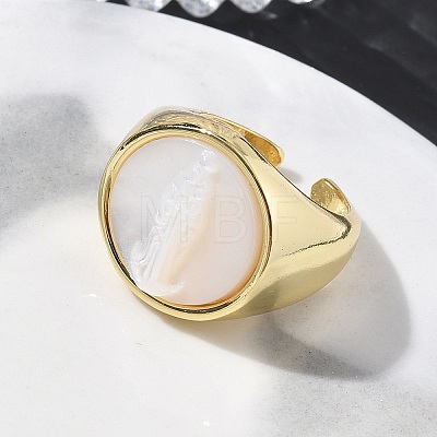 Brass & White Shell Cuff Open Rings KK-CBA56EF-42B-G-1