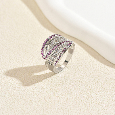 Brass Micro Pave Cubic Zirconia Finger Rings BK2571-3-1