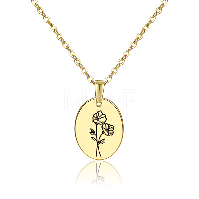 Brass Birth Month Flower Pendant Necklace HUDU-PW0001-034I-1-1