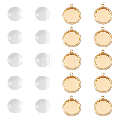 12Pcs Brass Pendant Cabochon Settings KK-TA0003-10B-1