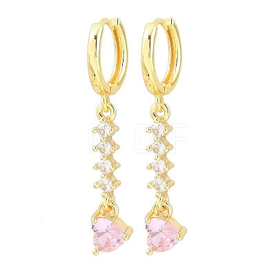 Brass Micro Pave Cubic Zirconia Hoop Dangle Earrings KK-CBA8324-07G-01-1