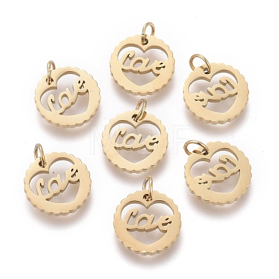 Valentine's Day Ion Plating(IP) 304 Stainless Steel Charms STAS-H100-21G-1