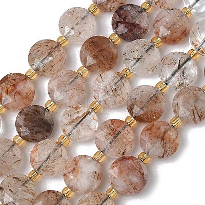 Natural Black Gold Rutilated Quartz Beads Strands G-C116-A182-01-1