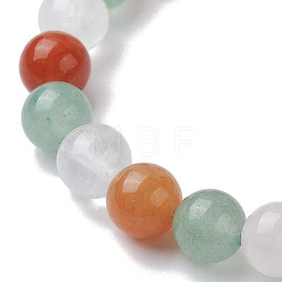 Natural Mixed Gemstone Round Beaded Stretch Bracelets for Women BJEW-JB10086-03-1