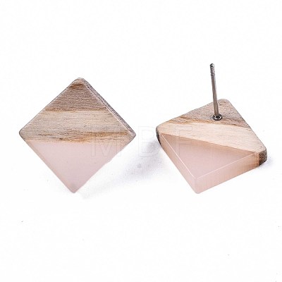 Transparent Resin & Wood Stud Earrings EJEW-N017-005A-A05-1