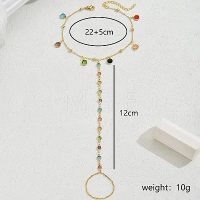 Holiday Brass Micro Pave Zircon Flower Tassel Charm Anklets Toe Ring for Women TX0877-1-1