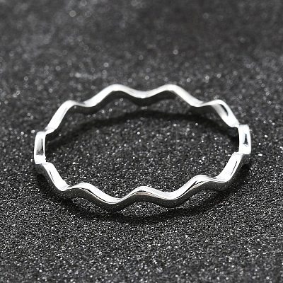 Anti-Tarnish Rhodium Plated 925 Sterling Silver Minimalist Wave Finger Ring for Women JR873A-1