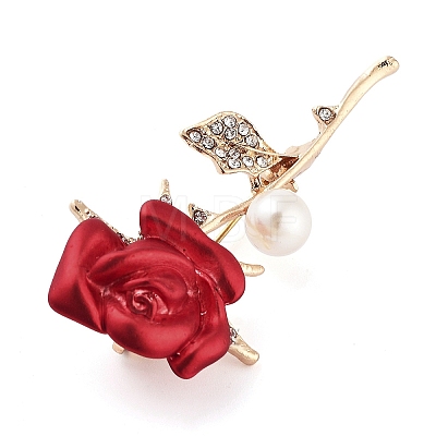 Valentine's Day Rose Zinc Alloy Crystal Rhinestone Brooches JEWB-I031-02B-1