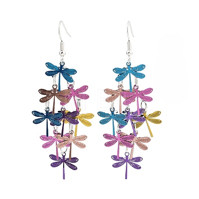 430 Stainless Steel Dragonfly Dangle Earrings EJEW-A137-04P-01-1