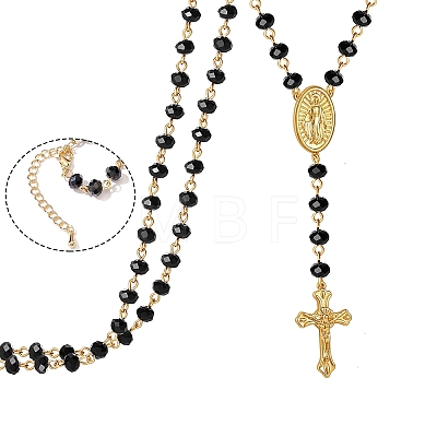 Glass Rosary Bead Necklace WG16378-03-1