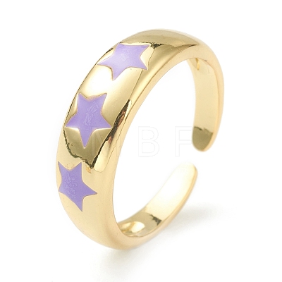 Brass Enamel Cuff Rings RJEW-H546-02-1