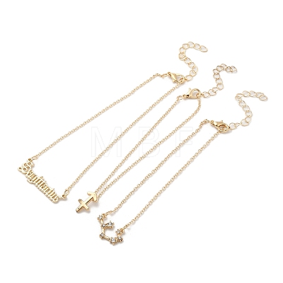 3Pcs Alloy Rhinestones Anklets AJEW-S083-01G-01-1