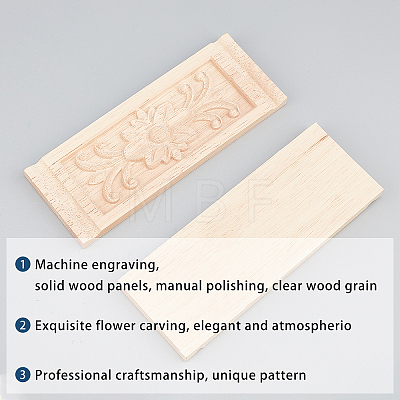 Natural Solid Wood Carved Onlay Applique Craft WOOD-FH0001-11-1