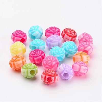 Mixed Craft Acrylic Rose Flower Beads X-PAB2848Y-1