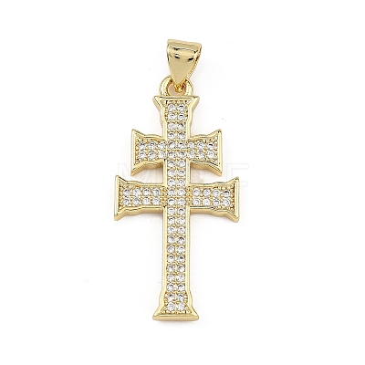 Religion Brass Micro Pave Clear Cubic Zirconia Pendants KK-B177-03G-02-1
