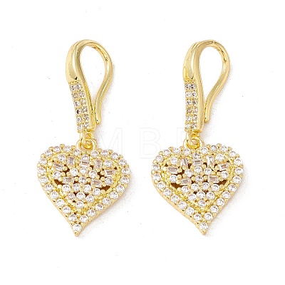 Clear Cubic Zirconia Heart Dangle Earrings EJEW-I266-13G-1