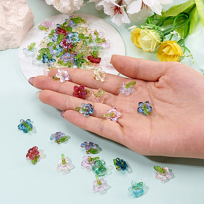 120Pcs 12 Colors Transparent Glass Pendants PALLOY-TAC0269-1