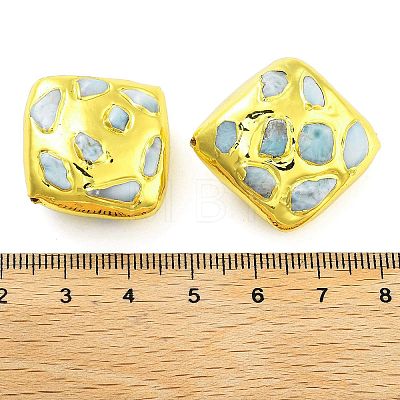 Rack Plating Brass with Natural Larimar Beads KK-NH0001-05G-1