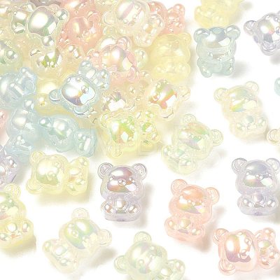 60Pcs 6 Colors UV Plating Rainbow Iridescent Acrylic Beads PACR-CJ0001-22-1