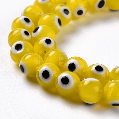 Handmade Evil Eye Lampwork Round Bead Strands X-LAMP-L055-8mm-01-1