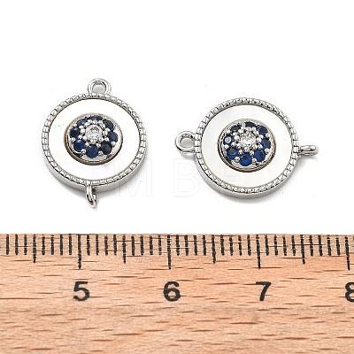 Brass Micro Pave Blue Cubic Zirconia and Shell Connector Pendants KK-B129-17P-1