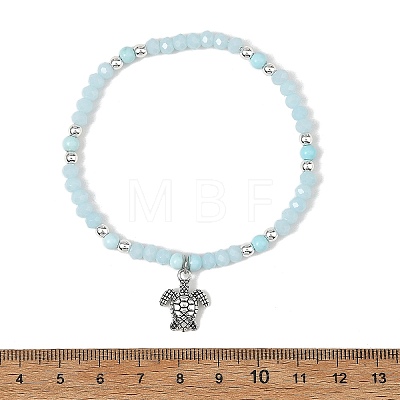3Pcs 3 Styles Dyed Natural Howlite & Petrified Wood & Larimar & Synthetic Turquoise Stretch Bead Bracelet Sets BJEW-JB14430-1