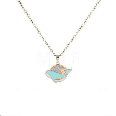 Ocean 304 Stainless Steel Enamel Whale Pendant Necklaces for Women WG3A0C9-02-1