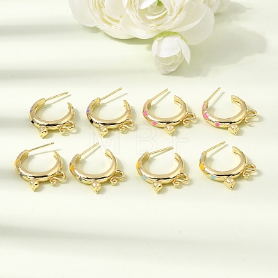 Brass Enamel Stud Earrings KK-CBA8324-23G-1