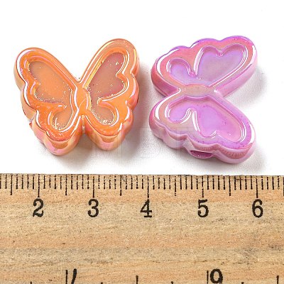 UV Plating Iridescent Acrylic Beads X-OACR-G039-07-1