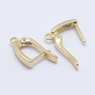Brass Hoop Earring Findings with Latch Back Closure X-KK-F728-06G-A-NF-1