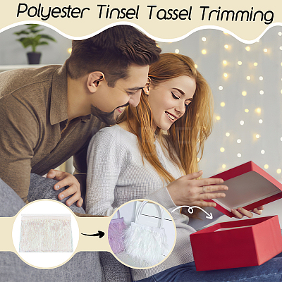 Polyester Tinsel Tassel Trimming DIY-WH0430-372B-1