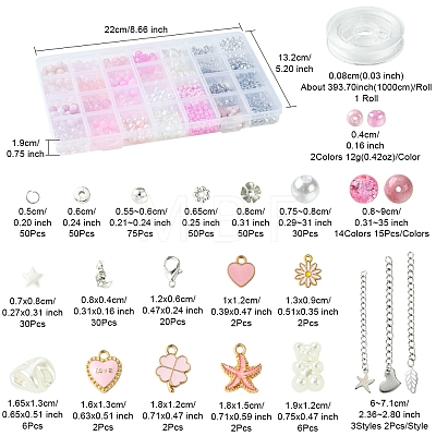 DIY Round Glass & CCB Plastic Beads Bracelets Making Kits DIY-FS0007-56B-1