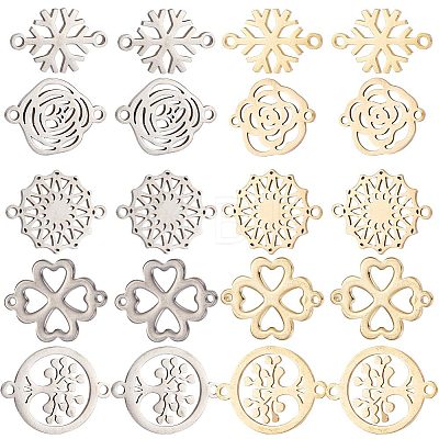 20Pcs 10 Styles 201 Stainless Steel Connector Charms FIND-SC0004-68-1