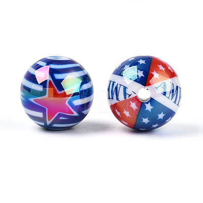 Independence Day Theme Printed Opaque Acrylic Beads MACR-T048-10A-1