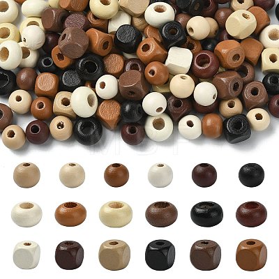 150Pcs 3 Styles Wood European Beads WOOD-CJ0002-73-1
