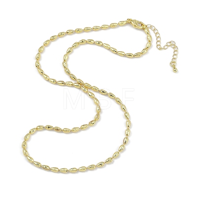 Rack Plating Brass Textured Teardrop Link Chain Necklaces for Women NJEW-K382-07G-1