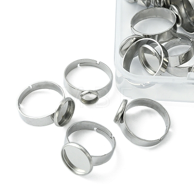 24Pcs 4 Size Adjustable 304 Stainless Steel Finger Rings Components STAS-FS0001-38-1