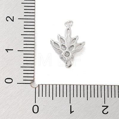 Brass Pave Clear Cubic Zirconia Leaf Links Connector Charms KK-Z061-02P-01-1