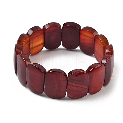 Natural Banded Agate Beads Stretch Bracelets for Women Men BJEW-I323-02V-1
