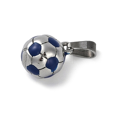 Trendy Necklace Findings 304 Stainless Steel FootBall/Soccer Ball Pendants STAS-L012-B01P-03-1